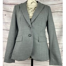 Banana Republic Virgin Wool Blazer Jacket Womens 4p 2 Button Italian Fabric Gray - £62.53 GBP