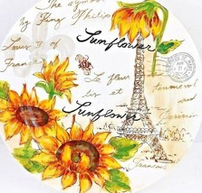 Maxcera Serving Plate With Sunflowers &amp; Eiffel Tower 14 3/4&quot; Diameter - £18.30 GBP