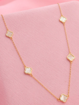 14k Yellow Gold Plated 925 Silver MOP Shell Clover Station Necklace for ... - $90.99 CAD