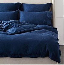 Washed Cotton Duvet Cover King Ultra Soft 100% Natural Cotton Solid Navy... - £54.04 GBP+