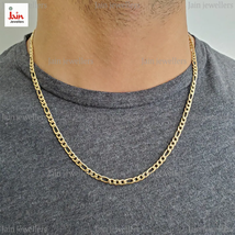 REAL GOLD 18 Kt, 22 Kt Hallmark Gold Figaro Link Unisex Necklace Chain 3.5 MM - £1,307.09 GBP+