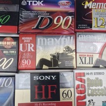 Cassette Tape Lot Of 9 New Sealed Sony RCA Maxell TDK Memorex 60 90 110 ... - £15.95 GBP