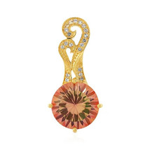 Jewelry of Venus fire Pendant of Earth Peach-colored mystic topaz silver pendant - £451.63 GBP