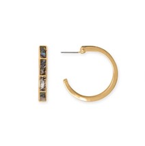 Beautiful Abalone Shell C Shape Hoop Gold Tone Women's Fashion Party Earring - $49.00
