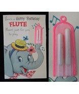 VINTAGE 1960&#39;s greeting card ELEPHANT birthday ATTACHED FLUTE TOY!! - €12,77 EUR