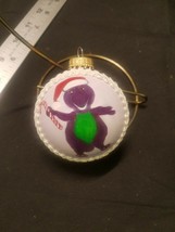 Vintage Glass Christmas Ornament Purple Hand Painted, Signed S. Johns, Barney - $8.39