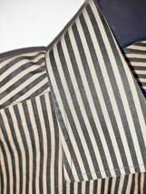 Large 16.5/32-33 Sean John Dress or Casual Shirt Black Tan Stripe  - £14.84 GBP