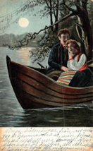 Sweden~Young COUPLE-ROMANCE In Boat By MOONLIGHT-1900s Postcard - £5.60 GBP