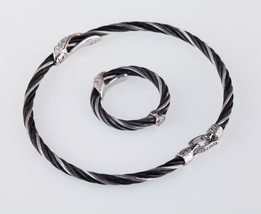 Charriol 18k or Et Bicolore Acier Inoxydable Câble Bague &amp; Bracelet Set ... - $1,163.54