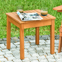 Wooden Square Side End Table Patio Coffee Bistro Table Indoor Outdoor Natural - £72.41 GBP