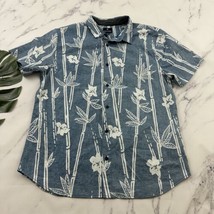 Roark Revival Mens Hawaiian Shirt Size XL Blue White Bamboo Floral Print... - $28.70