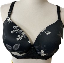 Auden Bra Sz 38D Full Coverage Floral Print Lacey Sides Underwired Smoot... - $13.88