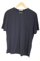 Vince L Navy Blue Cotton Modal Reverse Hem Tee T-Shirt - £27.84 GBP