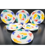(6) TRE CI Java Cha Cafe Themed Dinner Plate Set Red Blue Yellow Green I... - £71.29 GBP