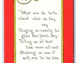 Happy New Year Bells Rining Poem UNP Unused DB Postcard H24 - $4.90