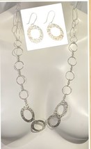 sterling silver circle links long necklace and earrings 26.5 Grams 28” - £100.22 GBP