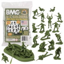 BMC Marx Plastic Army Men US Soldiers - OD Green 31pc WW2 Figures - Made... - $28.49