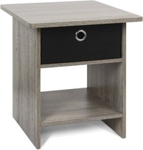 French Oak Grey/Black Furinno Dario End Table / Side Table / Night Stand... - $42.95