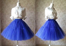 Royal Blue A-line Midi Tulle Skirt Custom Plus Size Tulle Ballerina Skirt Outfit image 6