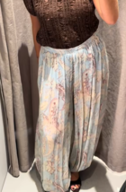 ZARA BNWT 2025. SKY BLUE FLORAL PRINT PUFF TROUSERS PANTS VISCOSE. 8338/... - $160.90