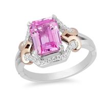 Enchanted Disney Collection Pink Sapphire Aurora Engagement Ring Two-Tone Silver - £98.64 GBP