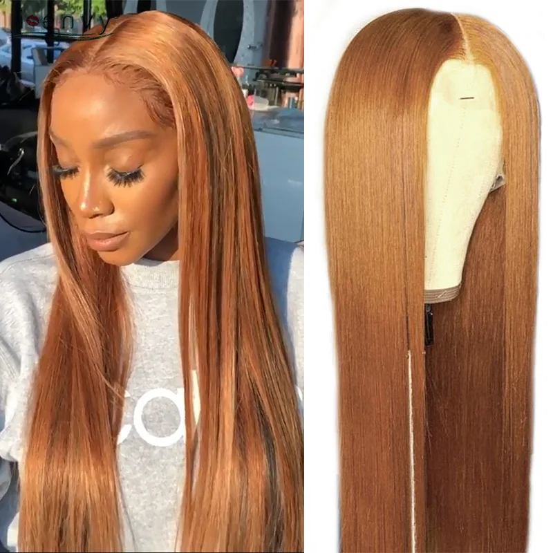 Ginger Blonde Lace Front Wigs Straight Peruvian Transparent HD Lace Human Hair - £77.85 GBP+