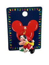 Vtg Enesco Disney Mickey Mouse Miniature Christmas Ornament Santa Hat Singing - £9.34 GBP