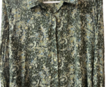 Liz Sport Green Paisley  Womens Petite M Semi Sheer Long Sleeve Button U... - $11.99