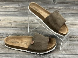 Biostep Slide Sandals Women&#39;s 9.5 Brown Suede Leather Cork Soles ~Made I... - $18.81