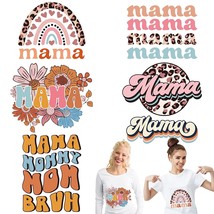 6 Sheets Mama Boho Iron On Transfers Patches Rainbow Flower Leopard Mom ... - £13.87 GBP