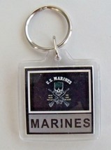 U.S. Marine Flag Military Key Chain 2 Sided 1 1/2&quot; Plastic Key Ring - £3.89 GBP