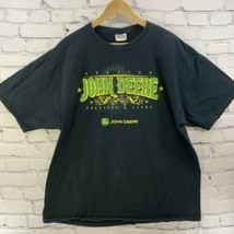 John Deere Hanes Tee Shirt Mens Sz 2XL Black Green Collectible - $15.84
