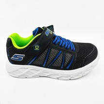 Skechers S Lights Dunamic Flash Black Blue Lime Kids Boys Size 11 Sneakers - £31.93 GBP