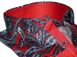 Men Shirt J.Valintin Turkey Usa Egyption Cotton Axxess Style 5406-04 Red - £62.92 GBP