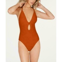 Bar III Like Knot One-Piece Swimsuit XL Cinnamon Burnt Orange Ribbed Halter New - $19.75