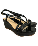 Kate Spade New York Strappy Platform Wedge Black Patent Leather Sandal W... - £28.37 GBP