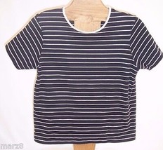 Lauren Ralph Lauren black &amp; White Striped knit Cotton shirt Misses Size ... - £15.57 GBP