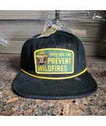 Smokey The Bear Prevent Wildfire Snapback Hat Rope Black Corduroy Mad En... - £27.11 GBP