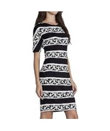 Diane Von Furstenberg DVF Brenna Silk Chain Print Dress Size 8 Black Cre... - $48.37 CAD