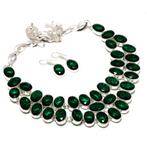 Chrome Diopside Oval Shape Handmade Fashion Ethnic Necklace Set Jewelry SA 4833 - £22.51 GBP