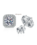 1 Ct Moissanite Gemstone Ear Stud Earrings Fine Jewelry 925 Silver Squar... - £85.68 GBP
