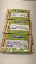 Laundry Essentials Natural Wood Clothespins New Lot Of 3x 36ea - £7.71 GBP