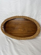Vintage Victorian Wood And Wicker Oval Tray - $23.36