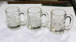 Lot of 3 A&amp;W Root Beer Mini Mugs Clear Shot Glasses Embossed Log3 - $19.75