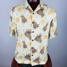 Hilo Hattie Shirt Mens Hawaiian Pineapples Palm Trees Button Down Shirt L - $26.09