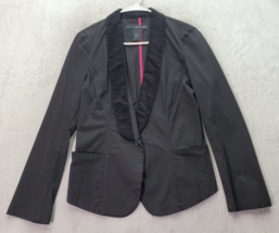 Calvin Klein Blazer Jacket Womens M Black Velvet Collar Single Breasted 1 Button - £21.62 GBP