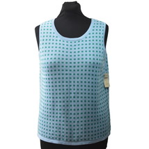 Coldwater Creek Tank Top Sweater Womens XL 16 Blue Green Windowpane Shell - £19.31 GBP