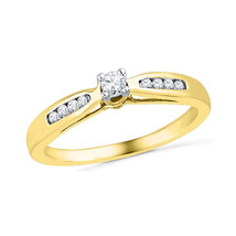 10k Yellow Gold Womens Round Diamond Solitaire Promise Bridal Ring 1/5 Cttw - £255.74 GBP