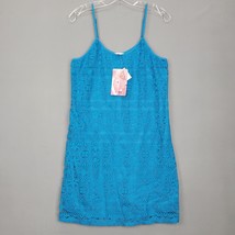 Love Fire Women Dess Size L Blue Mini Preppy Lace Sundress Sleeveless Scoop Neck - £15.82 GBP