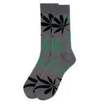 Parquet Men&#39;s Crew Novelty Socks Marijuana Leaf Shoe Size 6-12.5 Gray Black Gree - £9.16 GBP